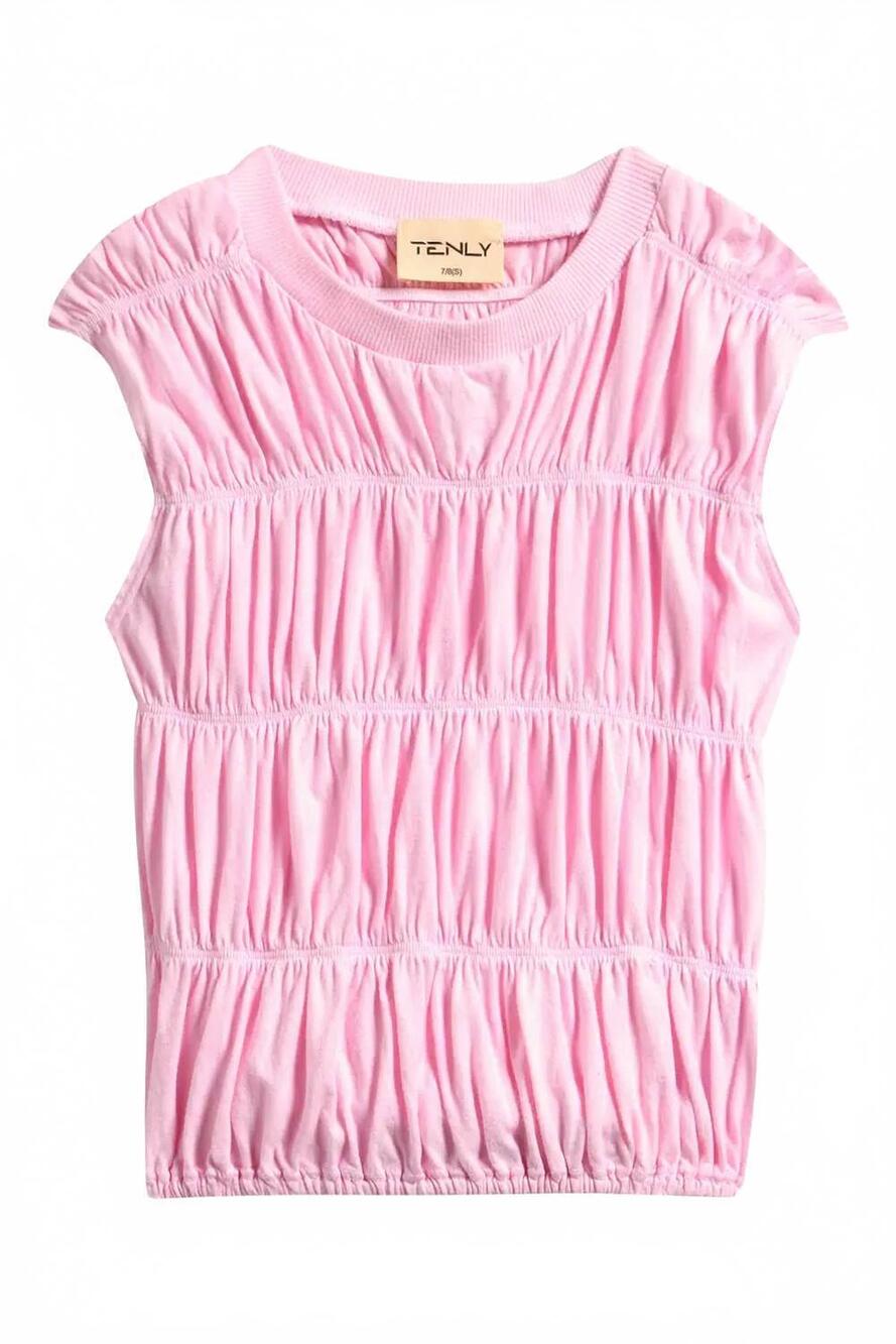 NEW TENLY girls ruched tank top in pink guava